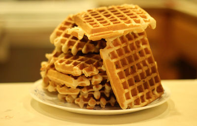 Close-up of cake served on table