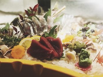 Close-up of salad in plate on table