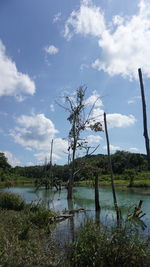 Scenic view of lake against sky