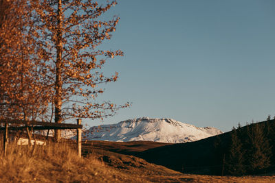 Scenic view of mountains against clear sky