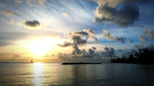 Scenic view of sea at sunset