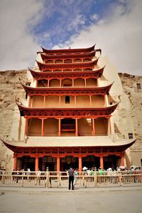 Chinese temple in the desert on the eastern cliff foot of mingsha hill