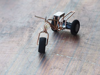 High angle view of toy on table