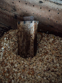 High angle view of bread in container