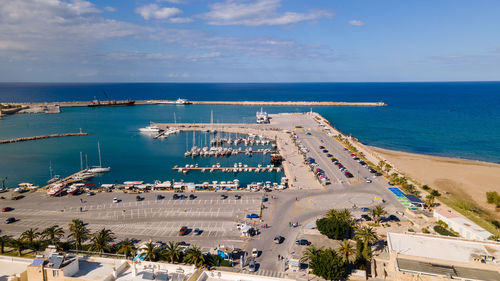 High angle view of sea against sky