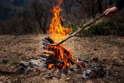 Campfire on mountain