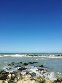 Scenic view of sea against clear sky