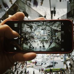 Woman standing in city