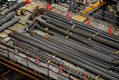 High angle view of railroad station