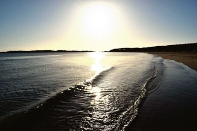 Scenic view of sea against clear sky during sunset