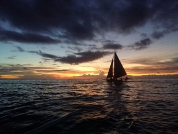 Scenic view of sea at sunset