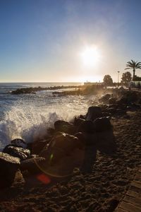 Scenic view of sea against sky during sunset