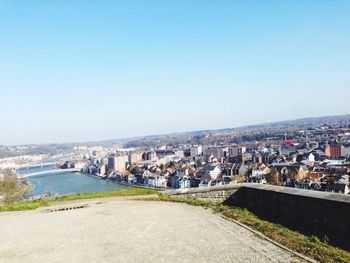 Cityscape against blue sky