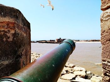 Close-up of sea against clear sky