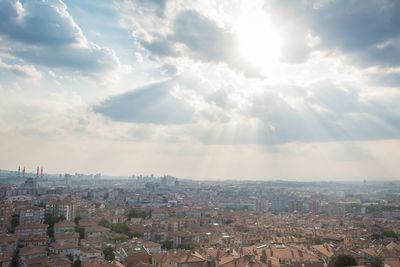 High angle view of townscape against sky