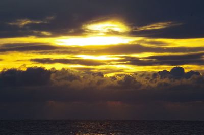 Scenic view of sea against dramatic sky