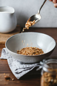Close-up of meal in bowl on table