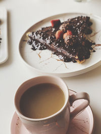 High angle view of breakfast on table