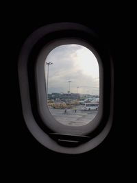 View of city seen through window