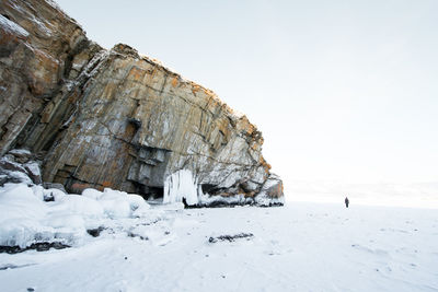 Scenic view of rock formation against clear sky