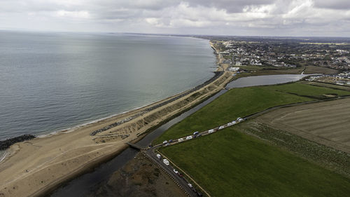 High angle view of beach against sky