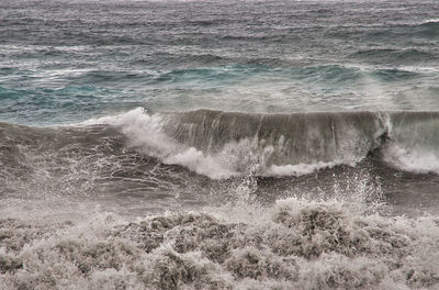 Waves splashing on shore