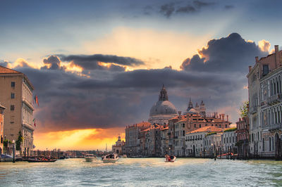 View of buildings against sky during sunset