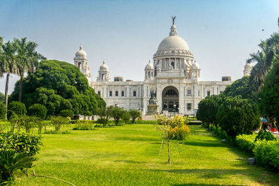 View of historical building in garden