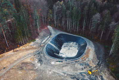 High angle view of road in forest