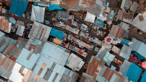 Aerial view of the local market in arusha city, tanzania