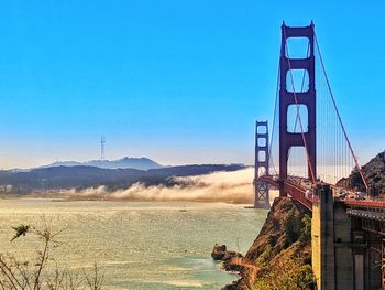 View of suspension bridge against sky