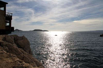 Scenic view of sea against cloudy sky