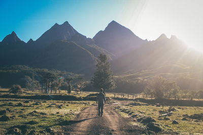 Scenic view of mountains against clear sky