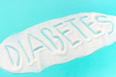 High angle view of text on white background