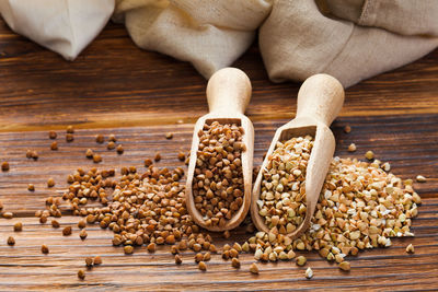 High angle view of spices on table