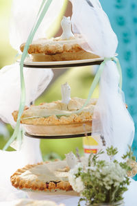 Close-up of tarts on table