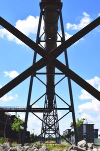 Low angle view of built structure against blue sky