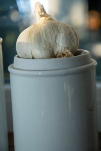 Close-up of coffee cup on table