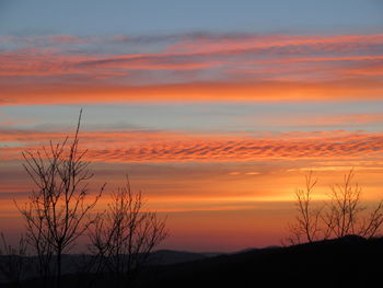 Silhouette landscape against sky during sunset