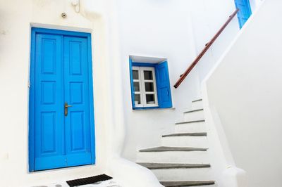 Close-up of blue steps