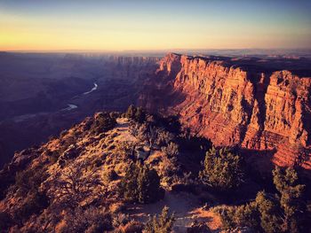 Scenic view of rock formations at grand canyon national park during sunset