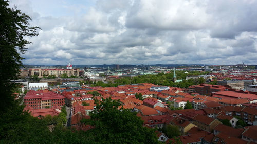 High angle view of townscape against sky