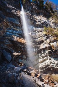 Close-up of waterfall against trees