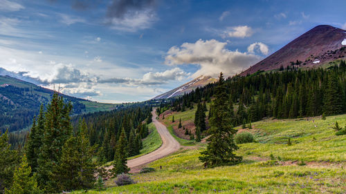 Scenic view of landscape against cloudy sky