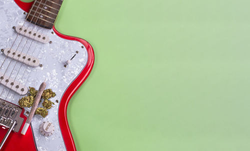 High angle view of guitar