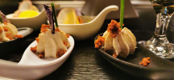 Close-up of food on table