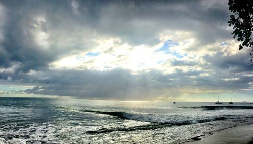 Scenic view of sea against cloudy sky
