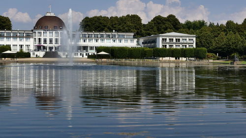 Reflection of building in lake