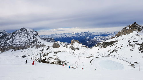 Scenic view of snowcapped mountains against sky in italian alps 