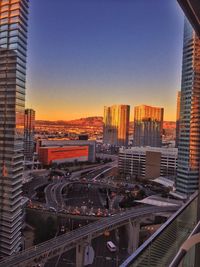 Cityscape against blue sky